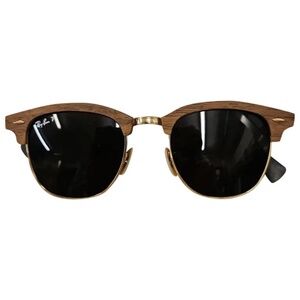 Ray-Ban Brown Wood Clubmaster Sunglasses